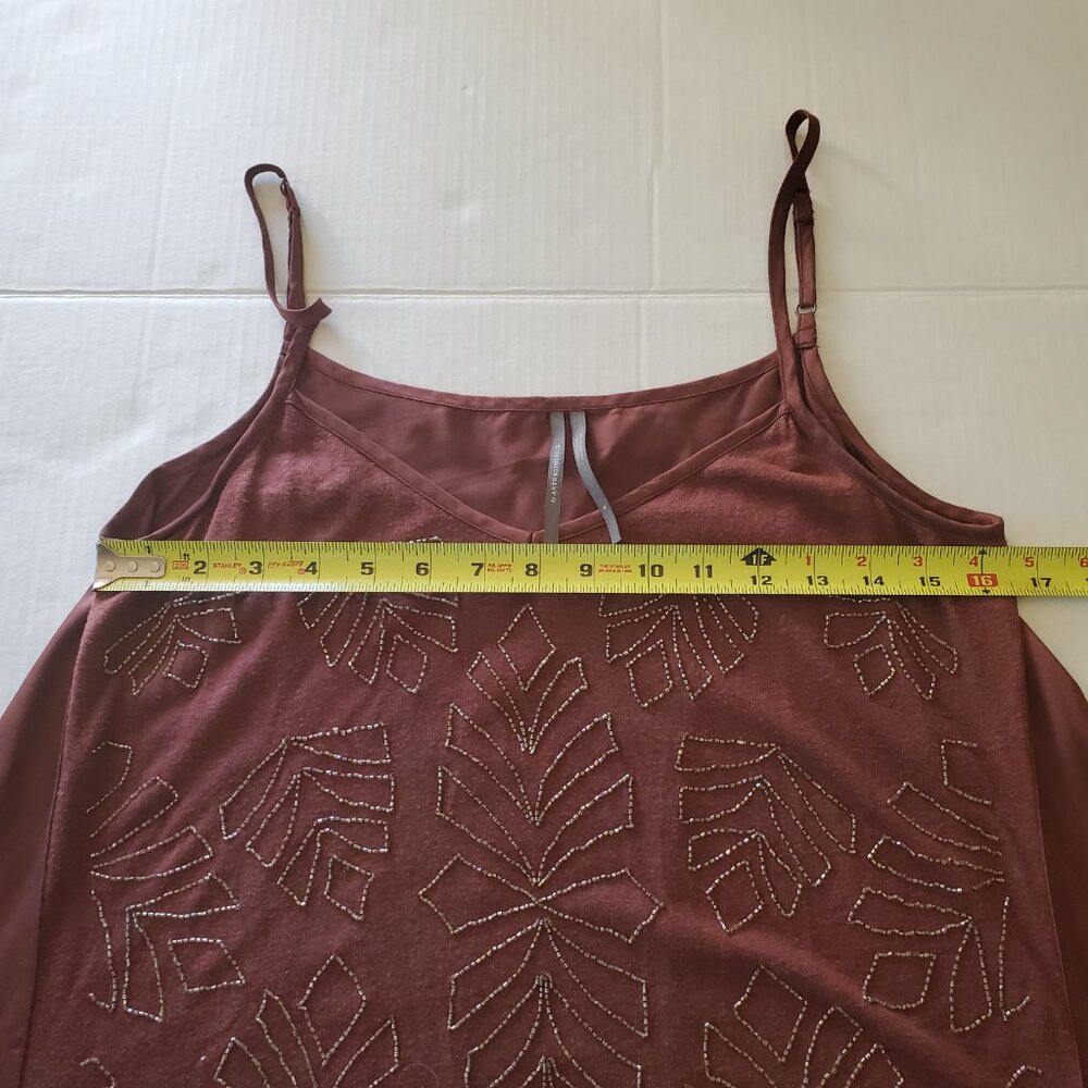Anthropologie Alison Small Beaded Tank Top Chocolate Brown Embellished Leaves - Picture 13 of 16